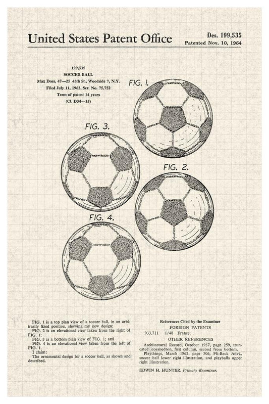 Classic Soccer Ball Patent | Vintage Sports Diagram | Football Wall Art Poster - Vintage & Retro Poster