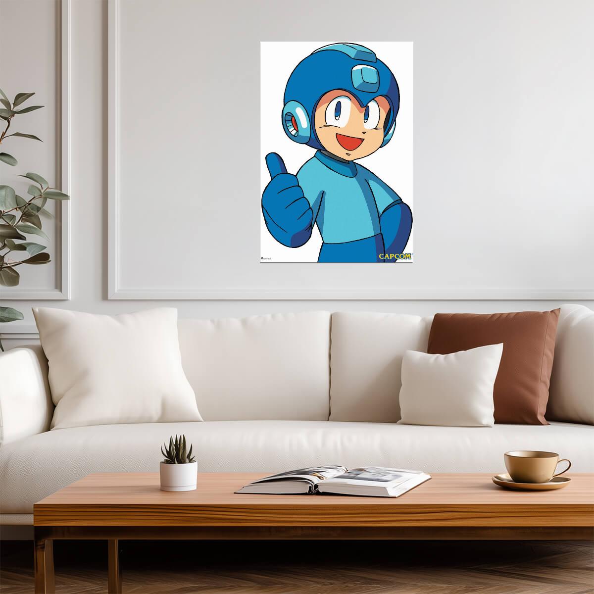 Mega Man Thumbs Up | Retro 8-Bit Gaming Poster | Nostalgic Gift for Him - Video Games Poster