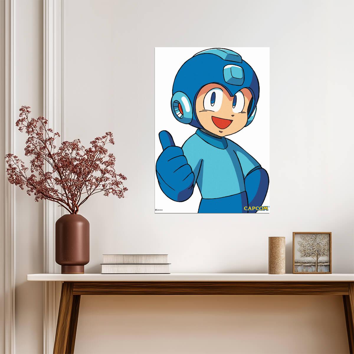 Mega Man Thumbs Up | Retro 8-Bit Gaming Poster | Nostalgic Gift for Him - Video Games Poster