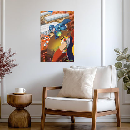 Mega Man vs Dr. Wily | Retro Boss Fight Poster - Video Games Poster