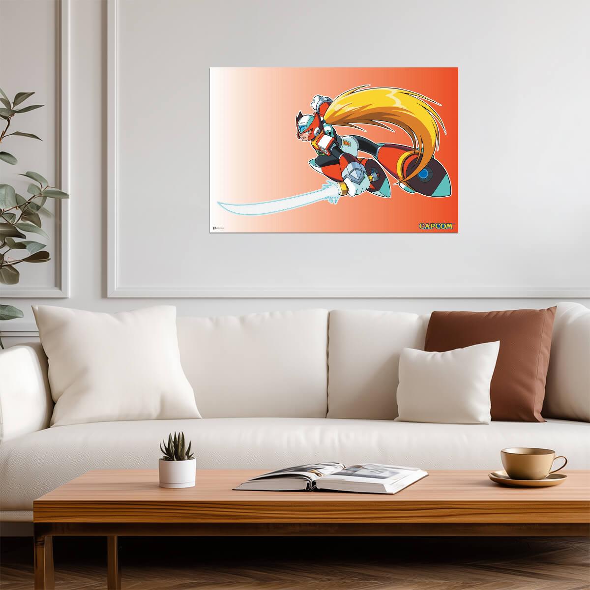 Mega Man Zero Jumping | Retro Video Game Poster - Video Games Poster