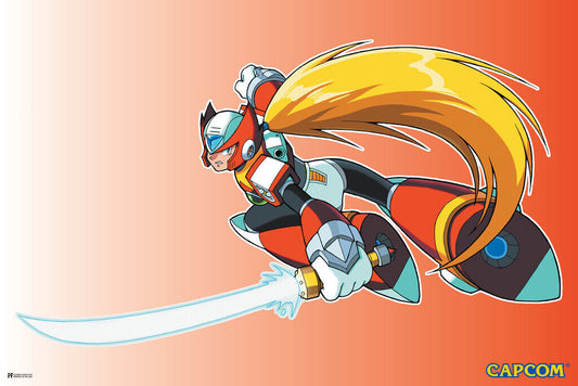 Mega Man Zero Jumping | Retro Video Game Poster - Video Games Poster