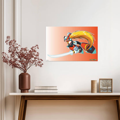 Mega Man Zero Jumping | Retro Video Game Poster - Video Games Poster