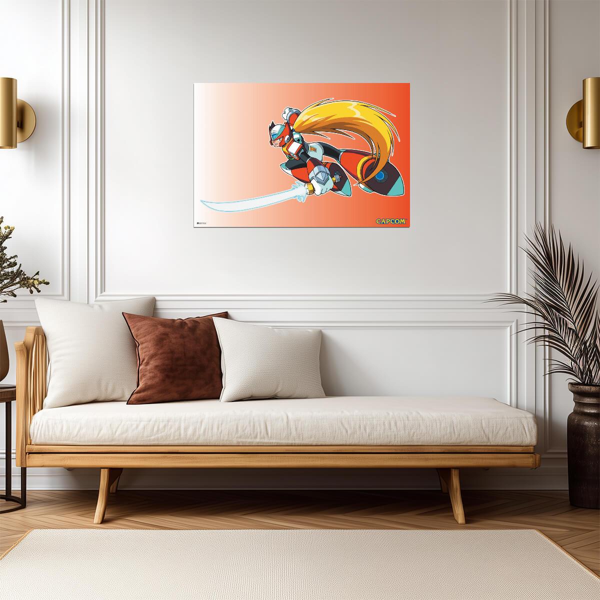 Mega Man Zero Jumping | Retro Video Game Poster - Video Games Poster