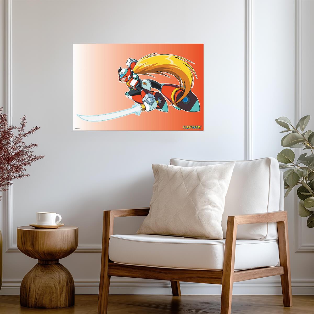 Mega Man Zero Jumping | Retro Video Game Poster - Video Games Poster