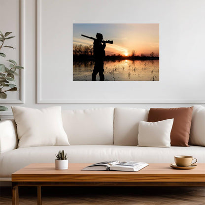 Hunter at Sunset Silhouette | Hunting Photography Poster - Photography Poster