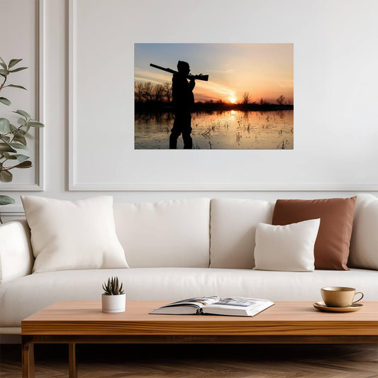 Hunter at Sunset Silhouette | Hunting Photography Poster - Photography Poster