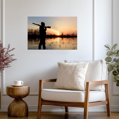 Hunter at Sunset Silhouette | Hunting Photography Poster - Photography Poster