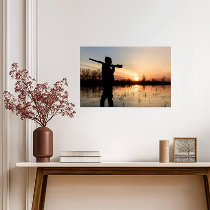 Hunter at Sunset Silhouette | Hunting Photography Poster - Photography Poster