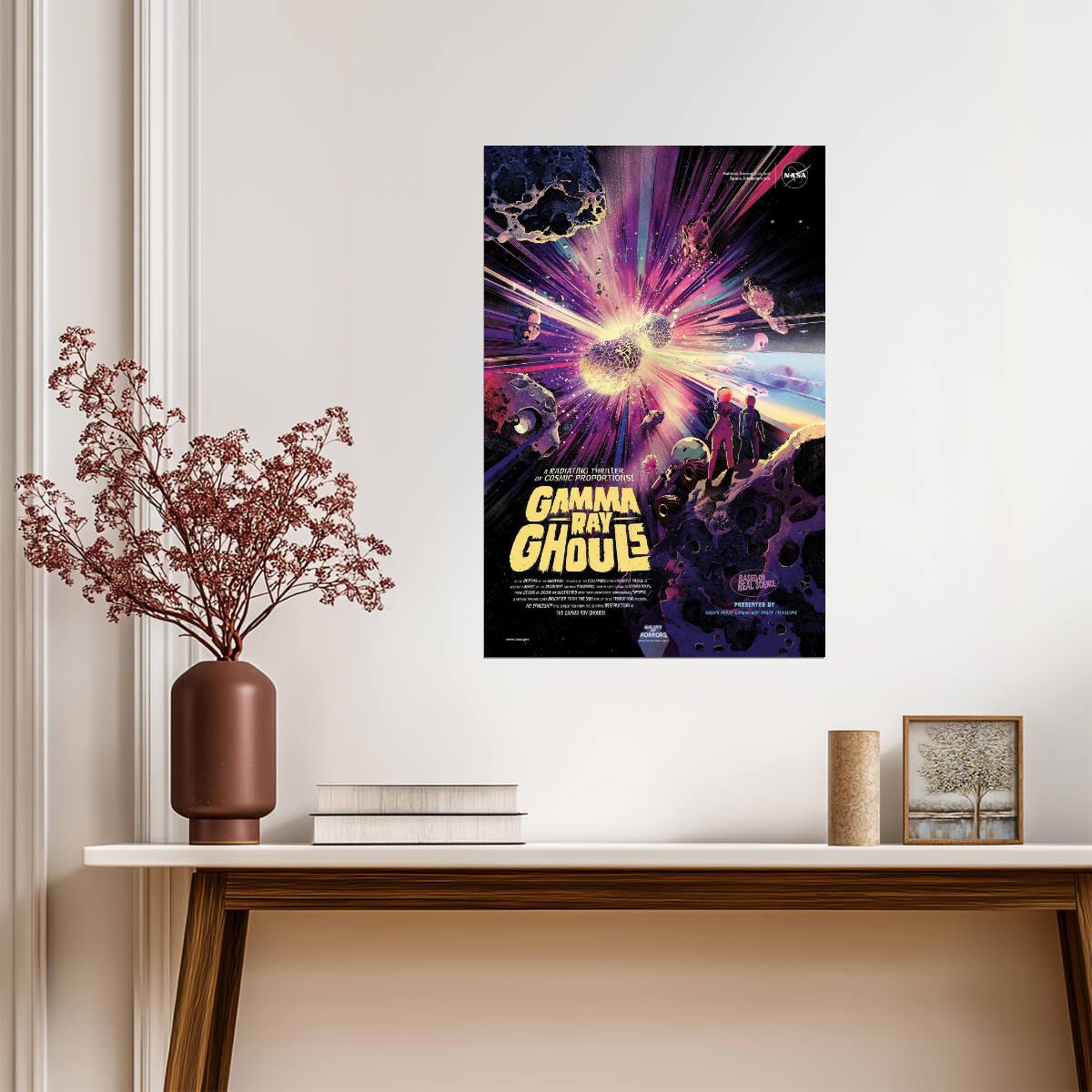 NASA Visions of the Future | Gamma Ray Ghouls Poster | Retro Space Travel Art - Vintage & Retro Poster