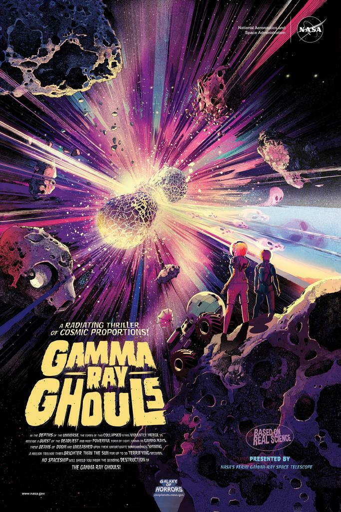 NASA Visions of the Future | Gamma Ray Ghouls Poster | Retro Space Travel Art - Vintage & Retro Poster