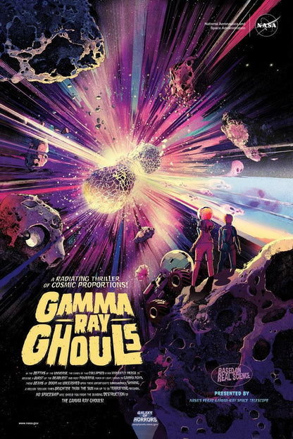 NASA Visions of the Future | Gamma Ray Ghouls Poster | Retro Space Travel Art - Vintage & Retro Poster