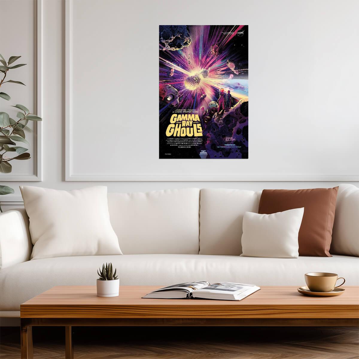 NASA Visions of the Future | Gamma Ray Ghouls Poster | Retro Space Travel Art - Vintage & Retro Poster
