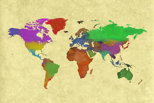 World Map | Colorful Vintage Style Map Poster