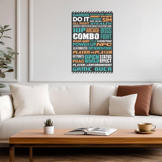 Gaming Word Cloud | Typographic Art Print | Gamer Room Decor Poster
