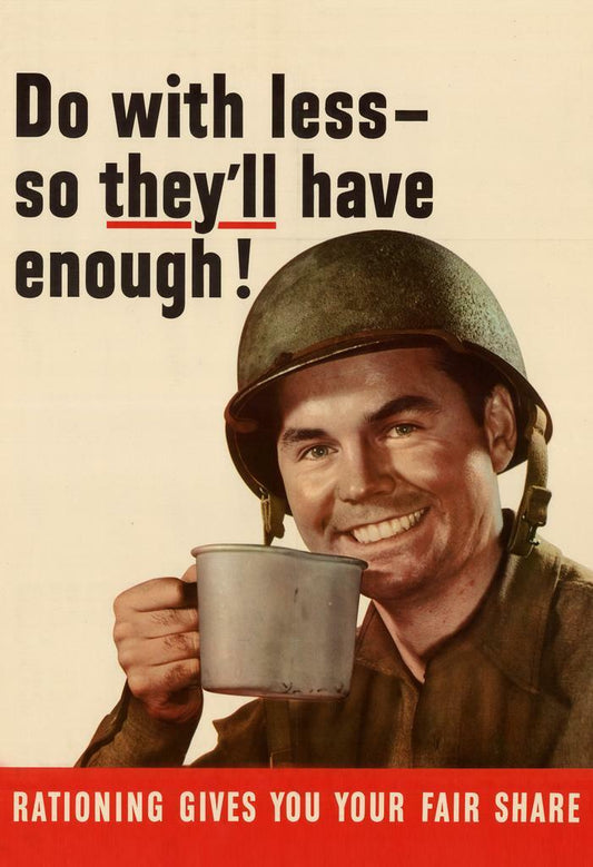 "Do With Less So They'll Have Enough" | WWII Rationing Poster | Vintage Propaganda Art - Vintage & Retro Poster