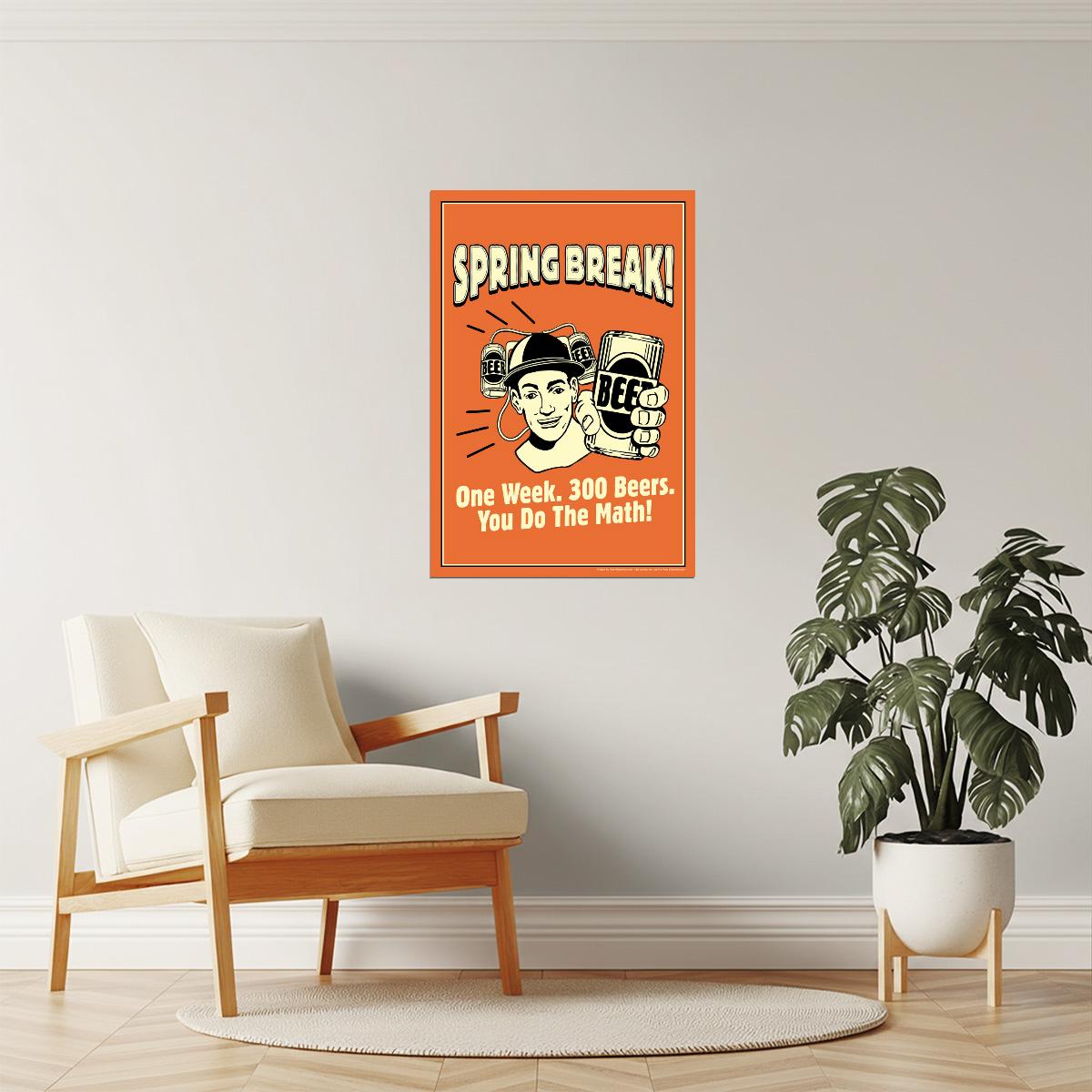 Spring Break Math Poster | Funny Beer Humor | College & Party Decor