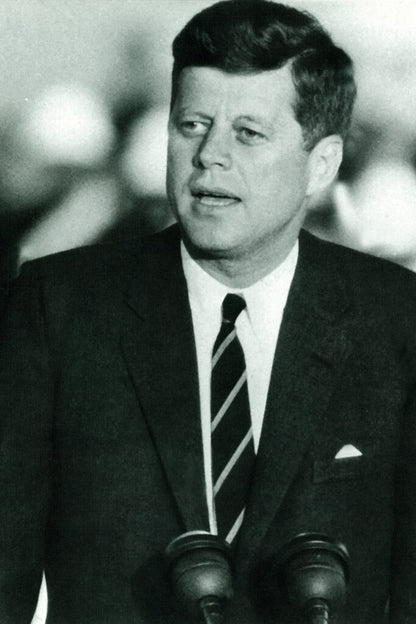 John F. Kennedy Giving a Speech | Vintage Black and White Photo | Historical Politician Poster - Vintage & Retro Poster