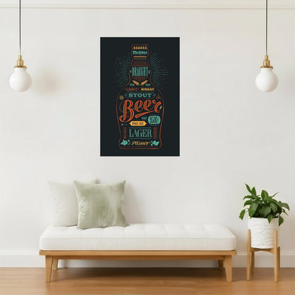 Funky Beer Bottle Poster | Pop Art Style | Modern Bar Decor