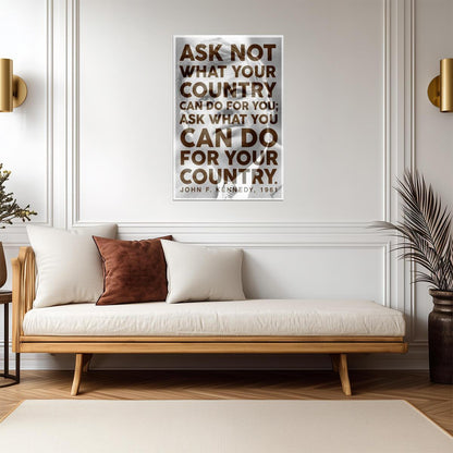 John F Kennedy Ask Not Quote | Modern Presidential Poster | Inspirational History Wall Art - Type & Quotes Poster