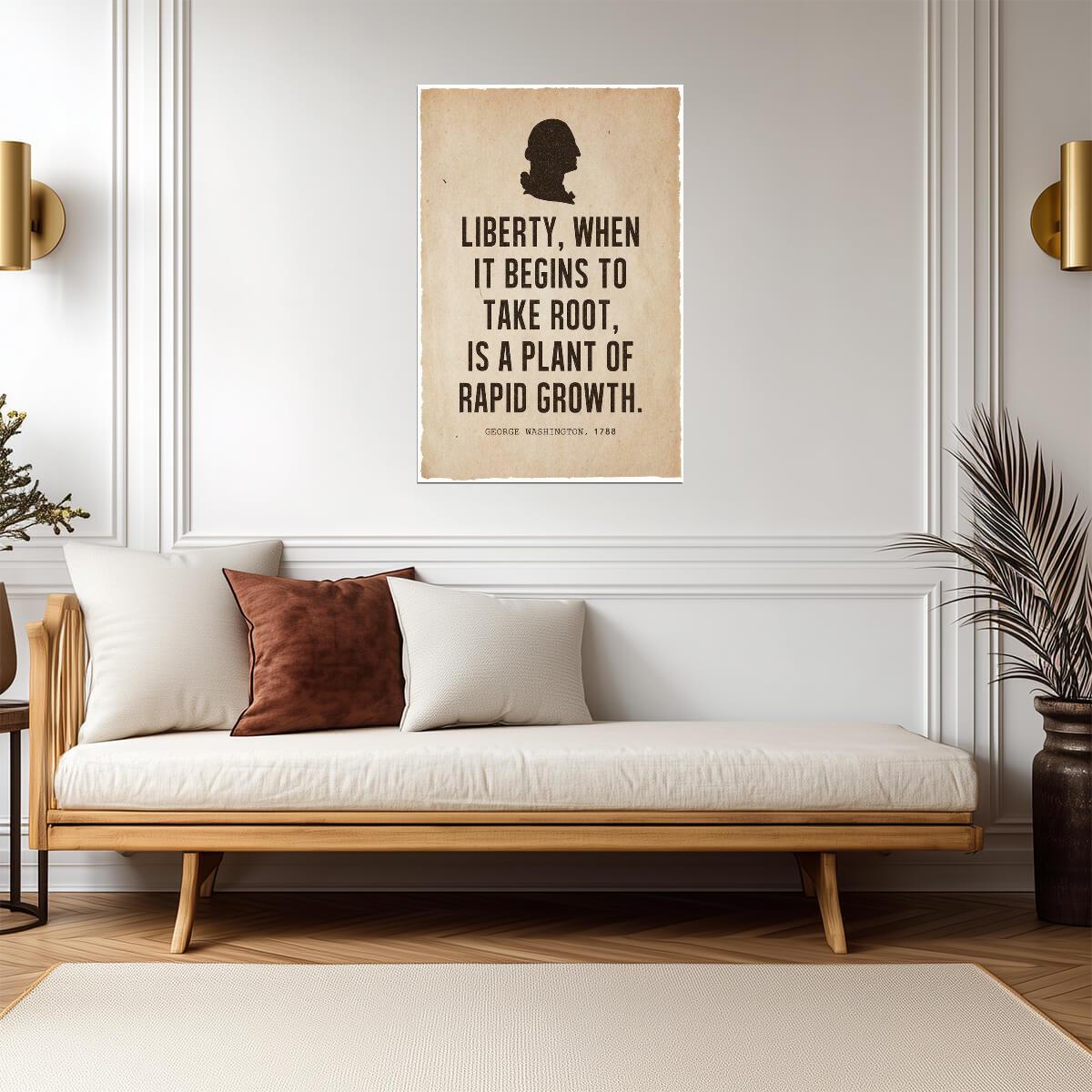 George Washington Liberty Quote Silhouette | Presidential Wall Art | American History Poster - Type & Quotes Poster