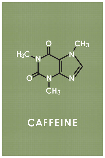 Caffeine Molecule Grid Design | Scientific Coffee Lover Poster | Funny Chemistry Wall Art - Type & Quotes Poster