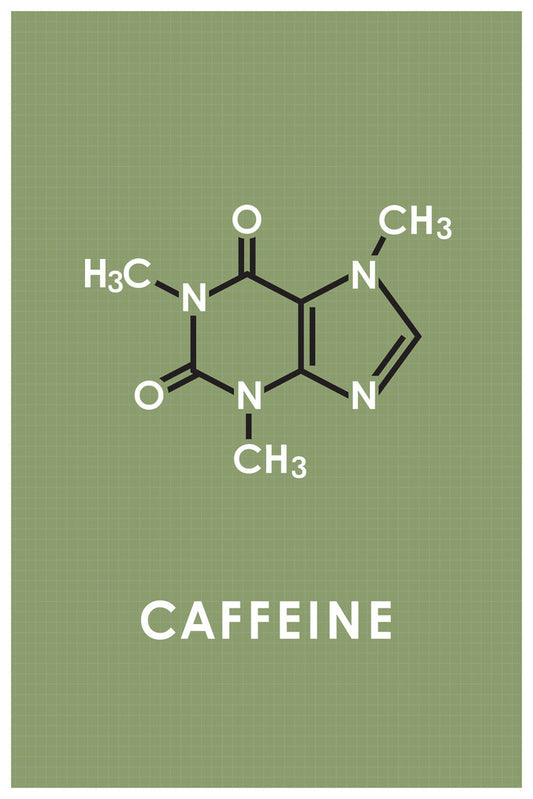Caffeine Molecule Grid Design | Scientific Coffee Lover Poster | Funny Chemistry Wall Art - Type & Quotes Poster
