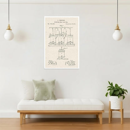 Louis Pasteur Beer Brewing Diagram Poster | Vintage Patent | Brewery Wall Art