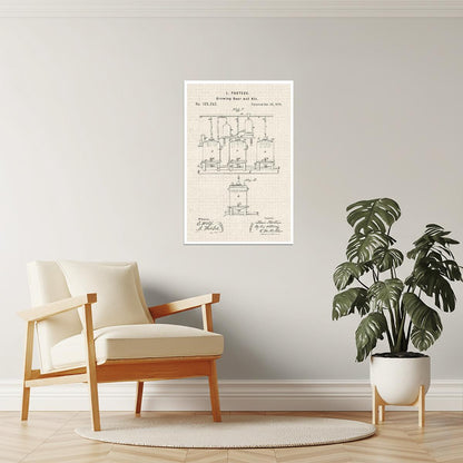 Louis Pasteur Beer Brewing Diagram Poster | Vintage Patent | Brewery Wall Art