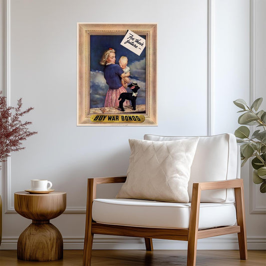 "For Their Future, Buy War Bonds" | WWII Propaganda Poster | Vintage Patriotic Art - Vintage & Retro Poster