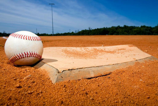 Baseball on Home Plate | Sports Field Photography | Game Day Mood Poster - Sports Poster