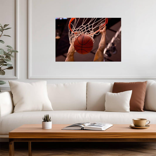 Basketball Slam Dunk in Action | Dynamic Sports Photography | Basketball Player Poster - Sports Poster