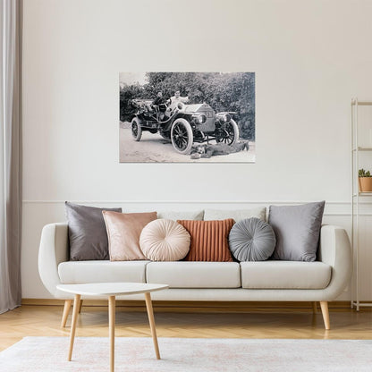 Man Hit By Car Funny Poster | Vintage Black and White Photo | Humorous Wall Art