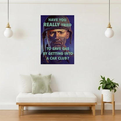 Save Gas Car Club Poster | WPA War Propaganda | Vintage American Wall Art