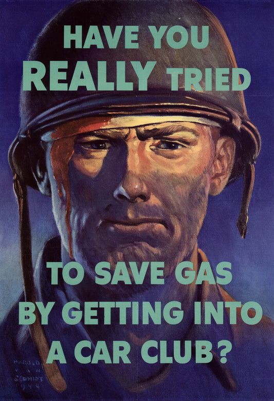Save Gas Car Club Poster | WPA War Propaganda | Vintage American Wall Art