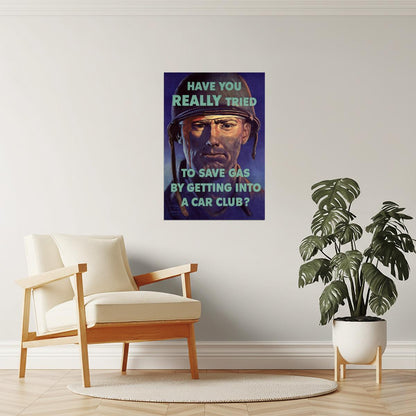Save Gas Car Club Poster | WPA War Propaganda | Vintage American Wall Art