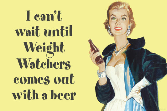 Weight Watchers Beer Poster | Funny Diet Humor | Man Cave Wall Art