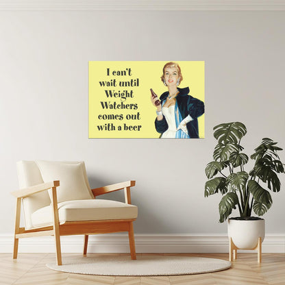 Weight Watchers Beer Poster | Funny Diet Humor | Man Cave Wall Art