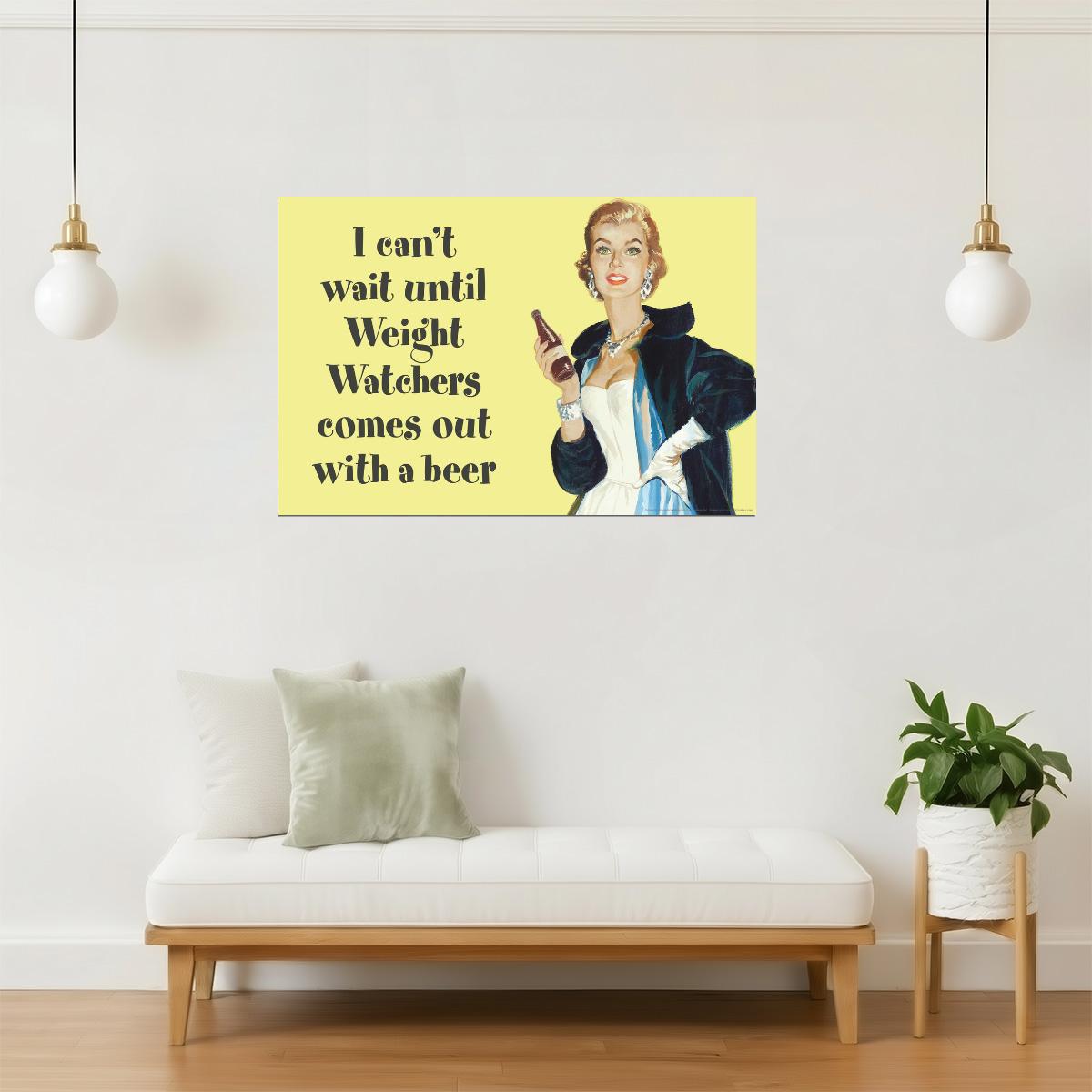 Weight Watchers Beer Poster | Funny Diet Humor | Man Cave Wall Art