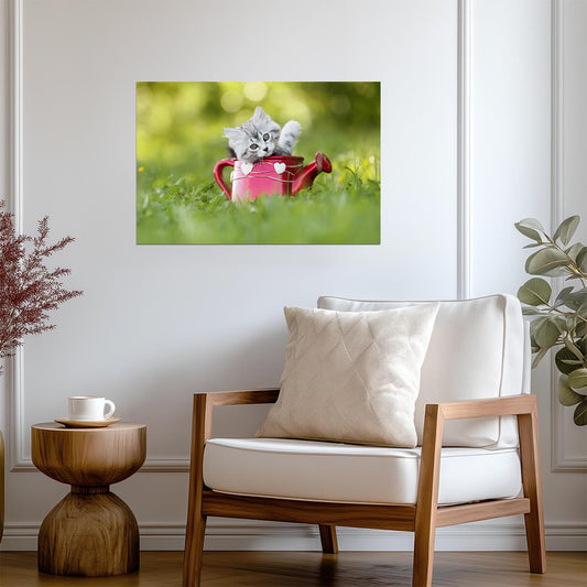 Baby Kitten in a Watering Can | Cute Pet Photography | Cat Poster - Photography Poster