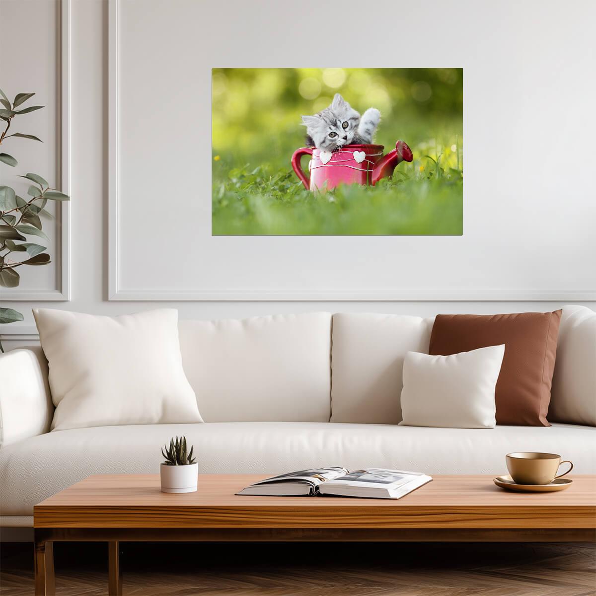 Baby Kitten in a Watering Can | Cute Pet Photography | Cat Poster - Photography Poster