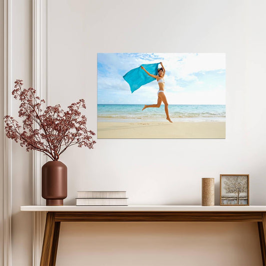 Woman on Beach with Sarong | Tropical Photography Print | Summer Vibe Poster