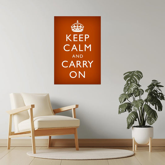 Keep Calm and Carry On | Classic Motivational Poster (Burnt Orange)