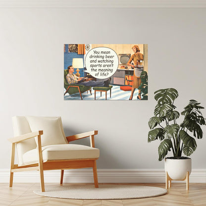 Drinking Beer & Watching Sports Poster | Funny Quote | Man Cave Wall Decor
