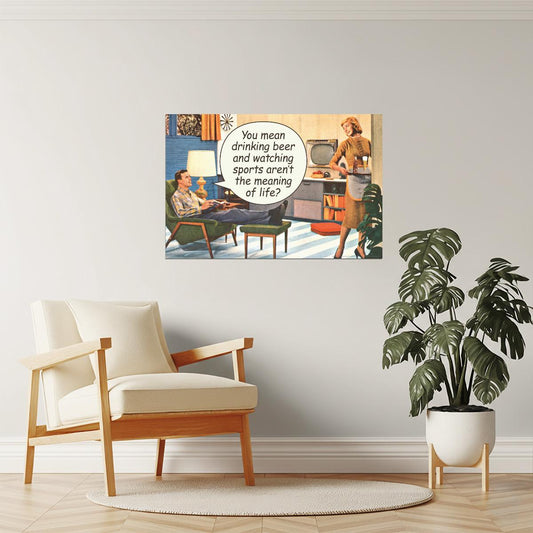 Drinking Beer & Watching Sports Poster | Funny Quote | Man Cave Wall Decor