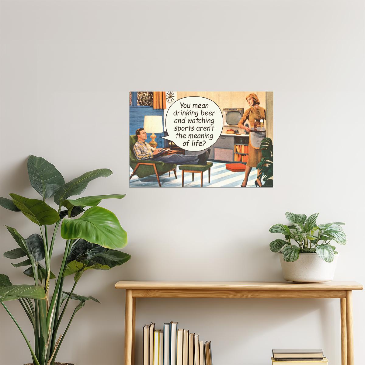 Drinking Beer & Watching Sports Poster | Funny Quote | Man Cave Wall Decor