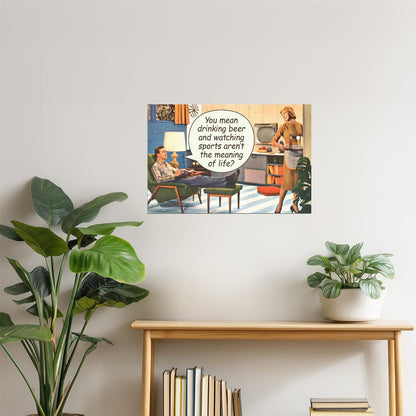Drinking Beer & Watching Sports Poster | Funny Quote | Man Cave Wall Decor