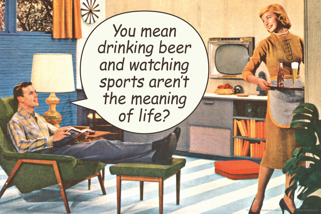 Drinking Beer & Watching Sports Poster | Funny Quote | Man Cave Wall Decor