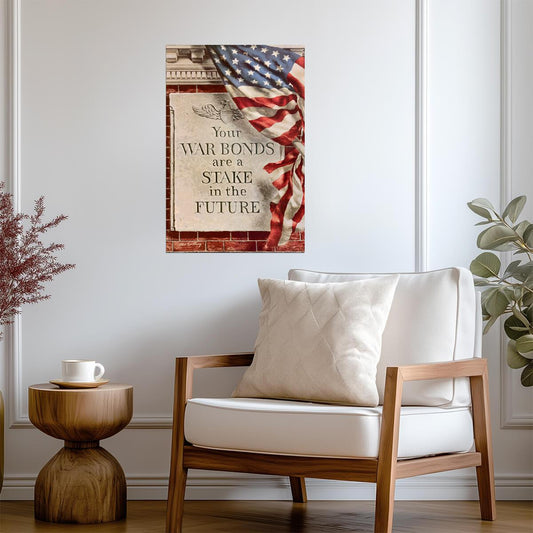 "Your War Bonds Are a Stake in the Future" | WWII Propaganda Poster | Vintage Patriotic Art - Vintage & Retro Poster