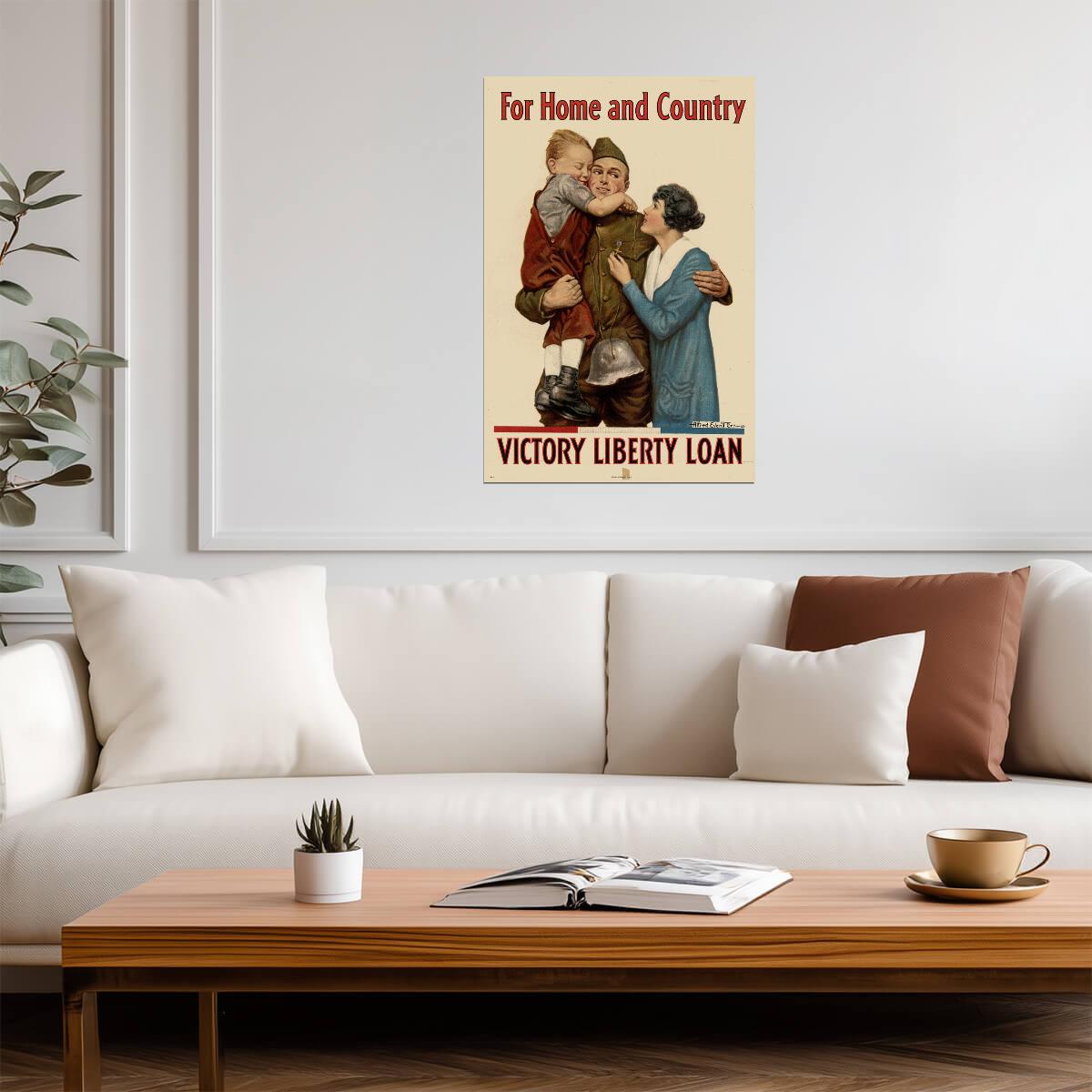 "For Home and Country - Victory Liberty Loan" | WWI Propaganda Poster | Vintage Patriotic Art - Vintage & Retro Poster